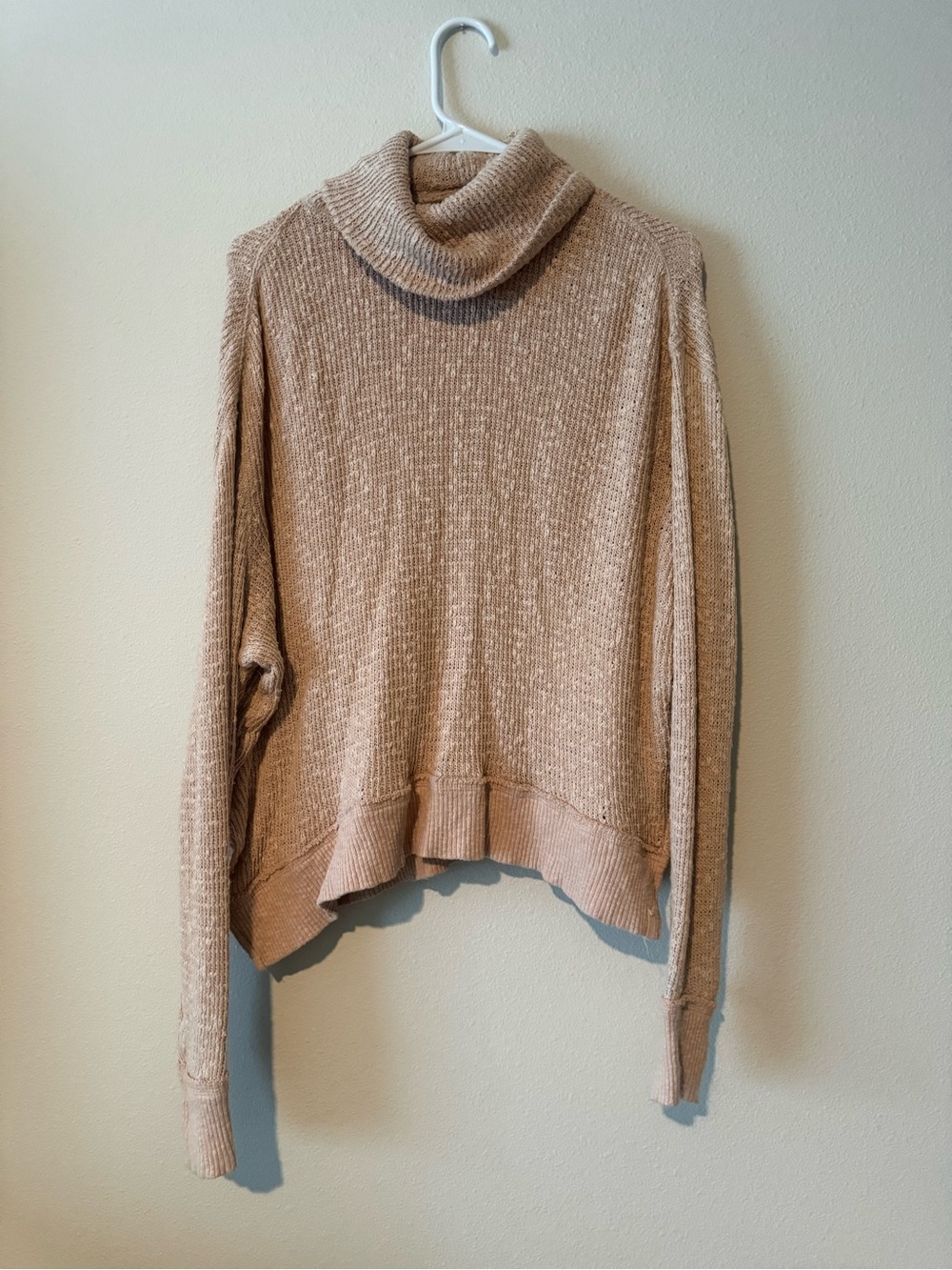 Free People Soft Tan Turtleneck Sweater